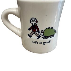 Life Is Good White Mug with Green and Red Design